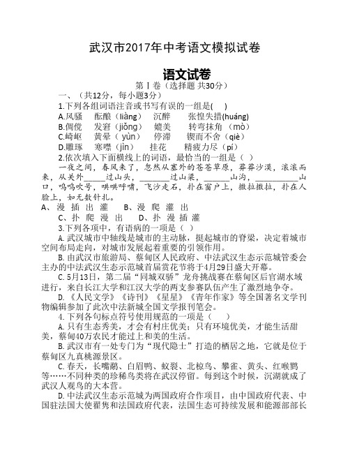 2017年中考模拟试卷及答案