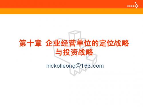 第十章 企业经营单位的定位战略与投资战略