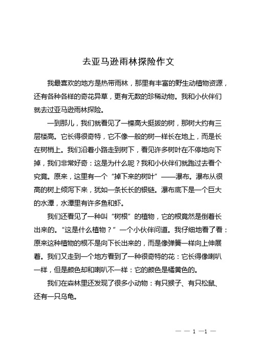 去亚马逊雨林探险作文