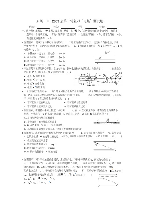 高考物理第一轮复习“电场”测试卷