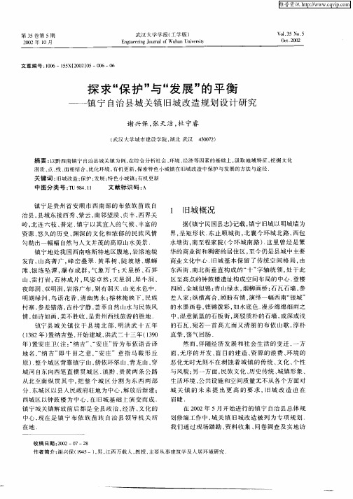 探求“保护”与“发展”的平衡—镇宁自治县城关镇旧城改造规划设计研究