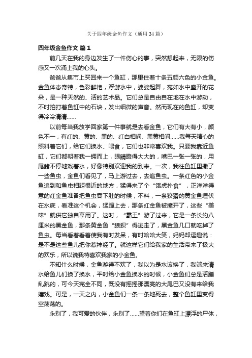 关于四年级金鱼作文（通用34篇）