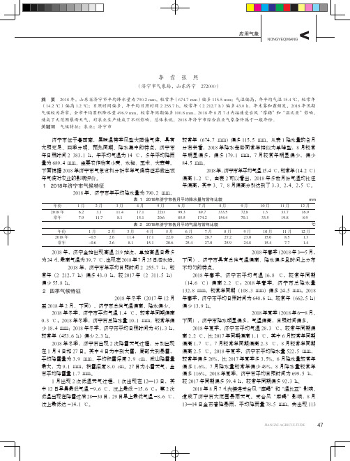 2018年济宁市气候特征及农业影响评价