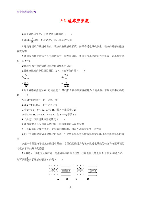 高中物理选修3-1课时作业18：3.2 磁感应强度