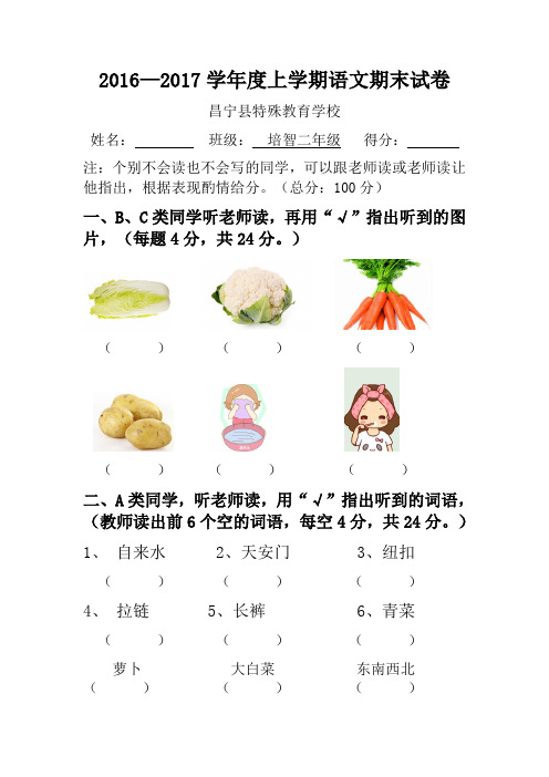 培智二年级语文