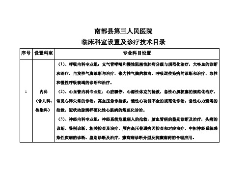 临床科室设置