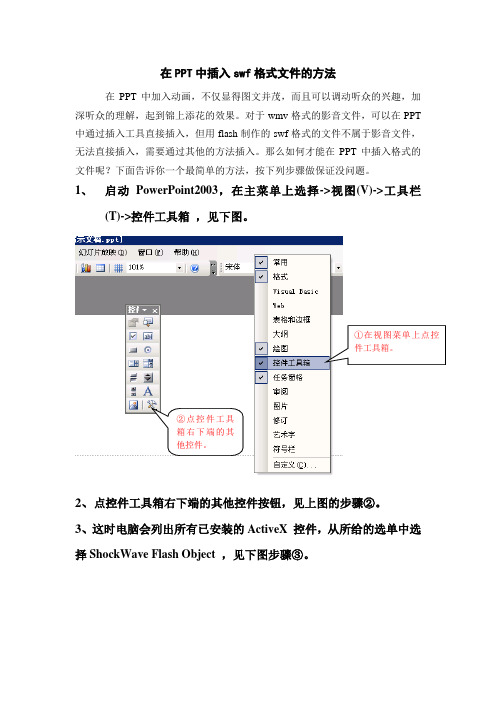在PPT中插入swf格式文件的方法