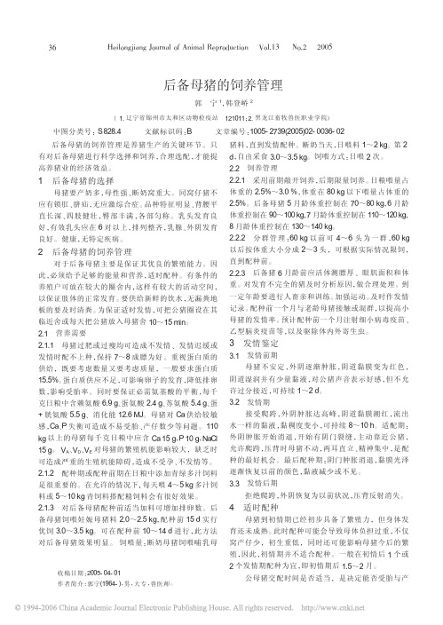 后备母猪的饲养管理