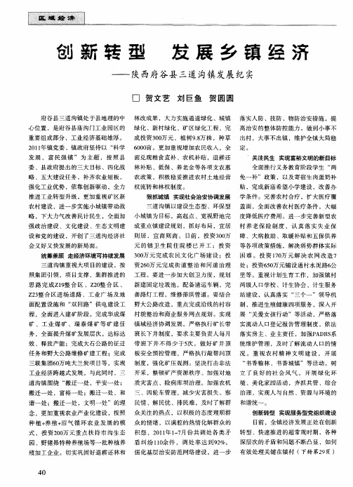 创新转型 发展乡镇经济——陕西府谷县三道沟镇发展纪实