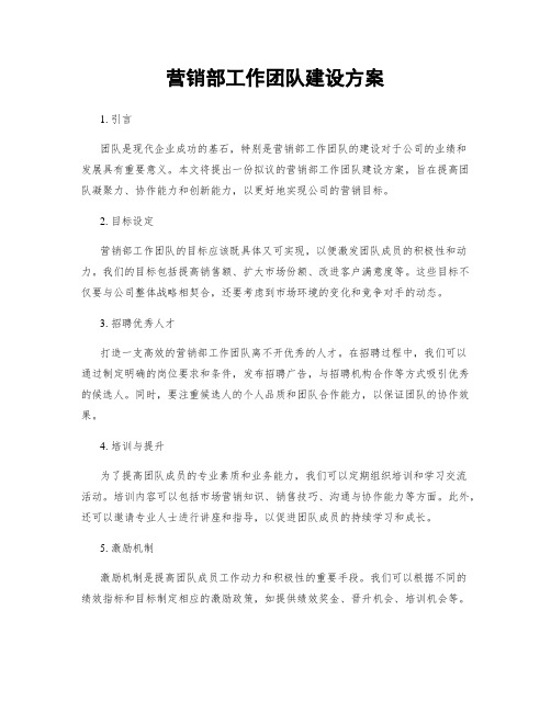 营销部工作团队建设方案