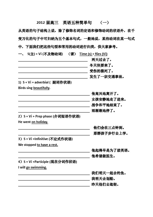 英语五大基本句型详解和练习[配答案解析]