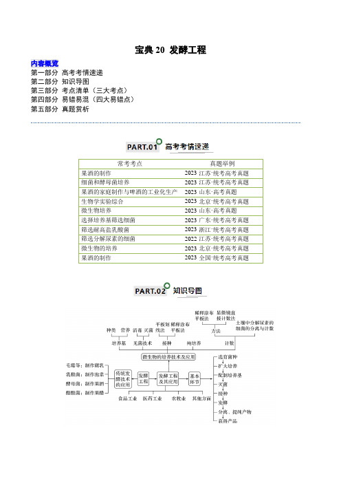 知识清单20 发酵工程(解析版)