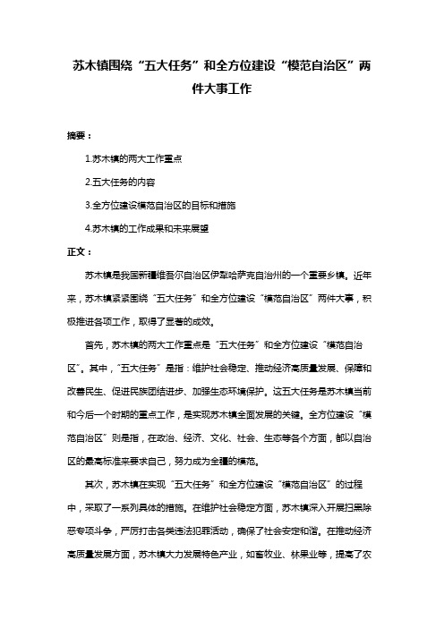 苏木镇围绕“五大任务”和全方位建设“模范自治区”两件大事工作