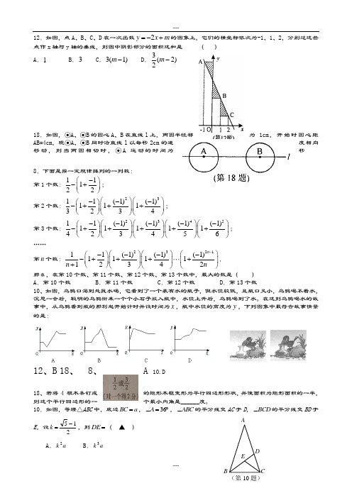 中考数学选择填空最后一题汇总情况