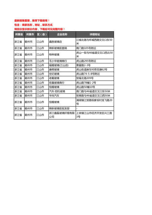 新版浙江省衢州市江山市玻璃企业公司商家户名录单联系方式地址大全15家