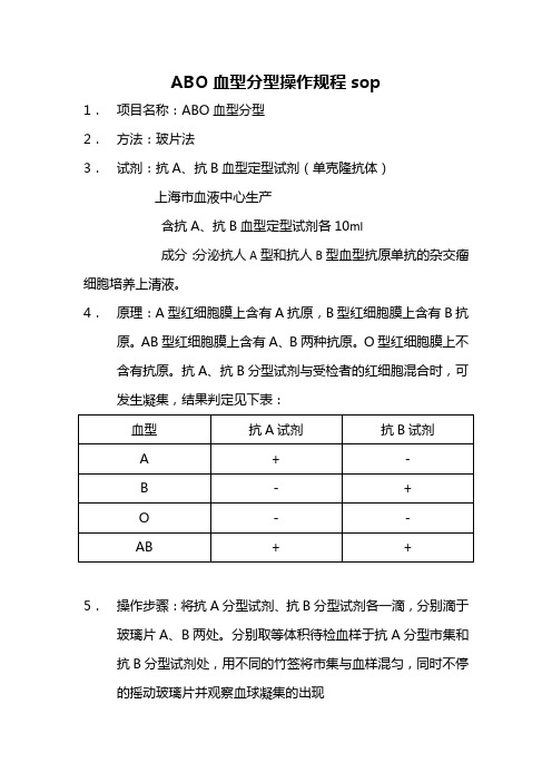 ABO血型分型操作规程sop