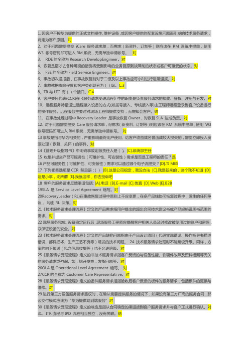 华为ITR流程重点问题及答案