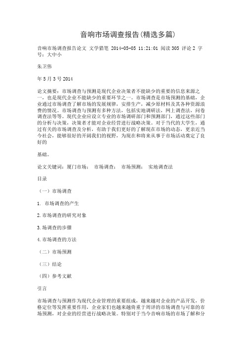 音响市场调查报告(精选多篇)