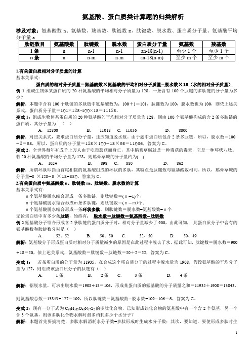 高中生物必修一1：氨基酸、蛋白质类计算专题