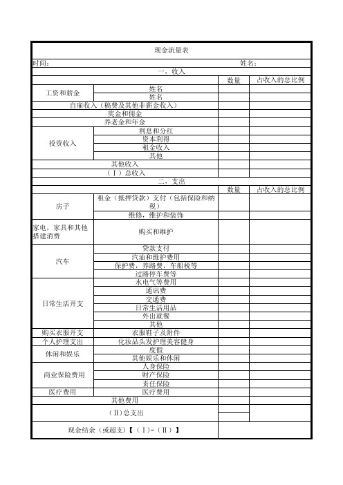 个人现金流量表
