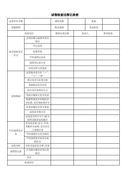 试卷检查过程记录表