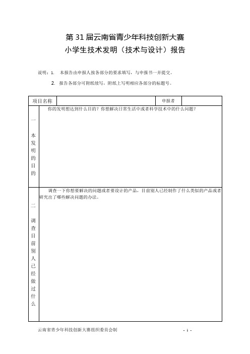 8.小学生技术发明(技术与设计类)报告