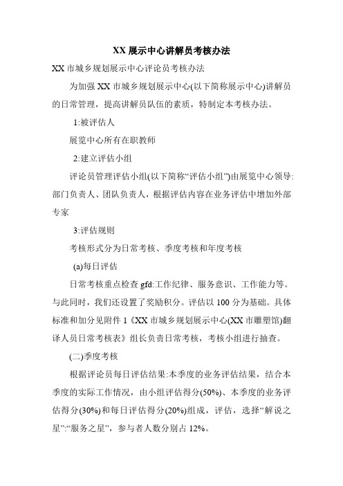 XX展示中心讲解员考核办法.doc