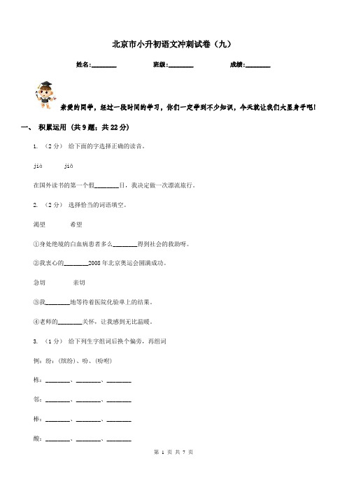 北京市小升初语文冲刺试卷(九)