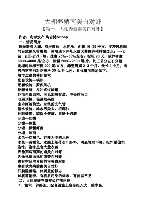 大棚养殖南美白对虾