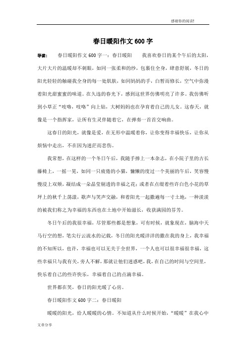 春日暖阳作文600字