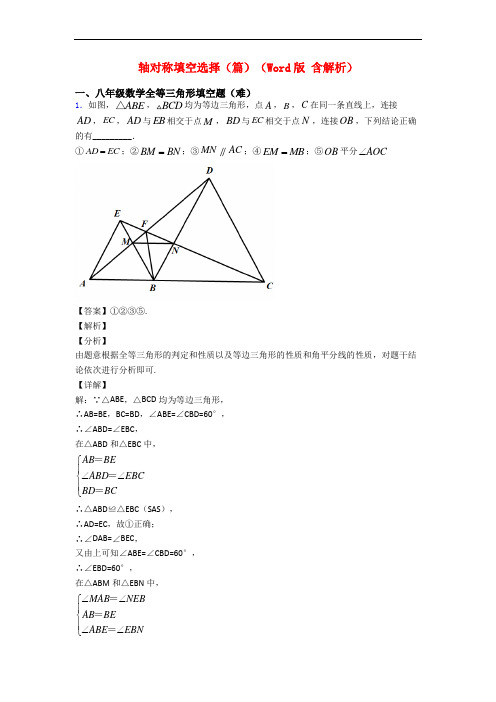 轴对称填空选择(篇)(Word版 含解析)