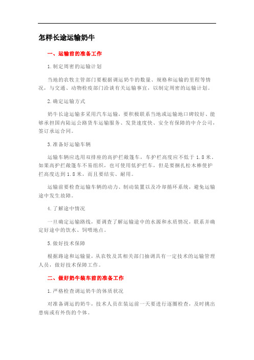 怎样长途运输奶牛