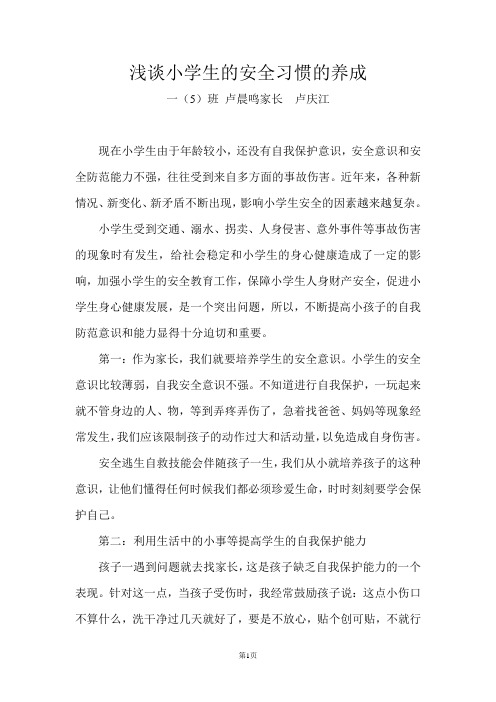 安全习惯养成教育