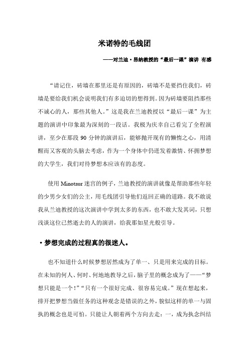 关于兰迪教授最后一课的观后感