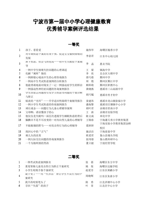 宁波市第一届中小学心理健康教育