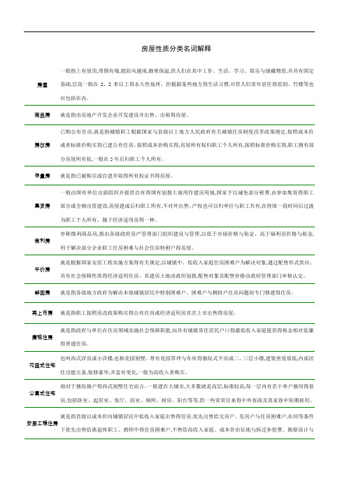 房屋性质分类