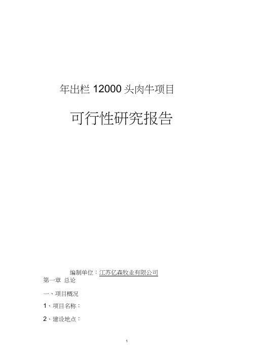 年出栏12000头肉牛项目可行性研究报告