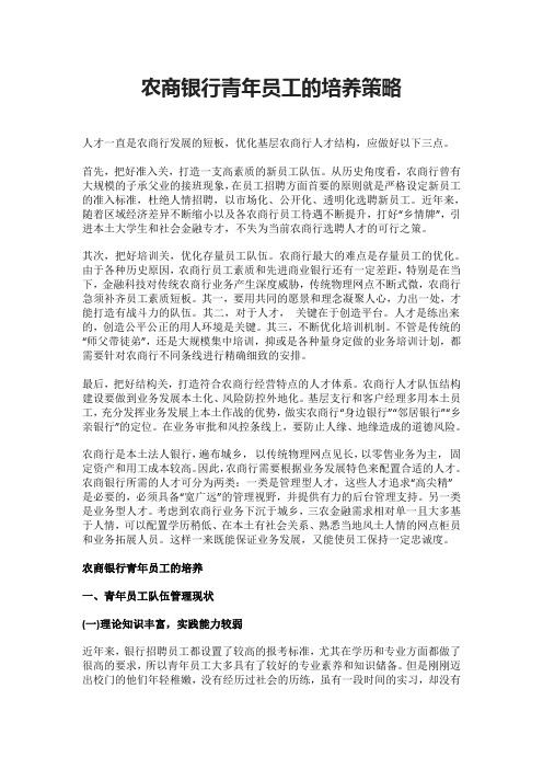 农商银行青年员工的培养策略