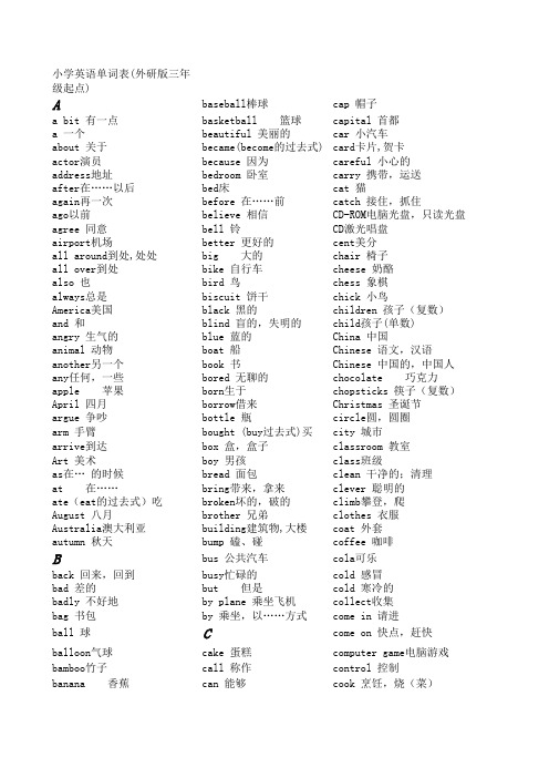 外研版小学英语单词报(按字母排)