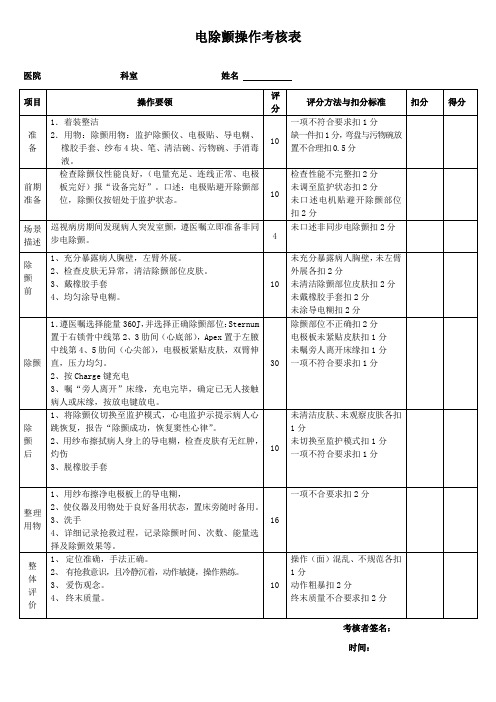 电除颤考核表