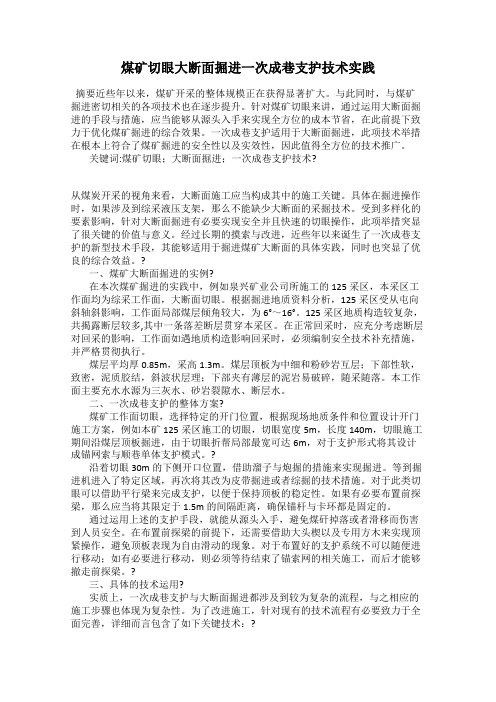 煤矿切眼大断面掘进一次成巷支护技术实践