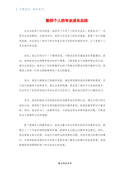 教师个人的专业成长总结