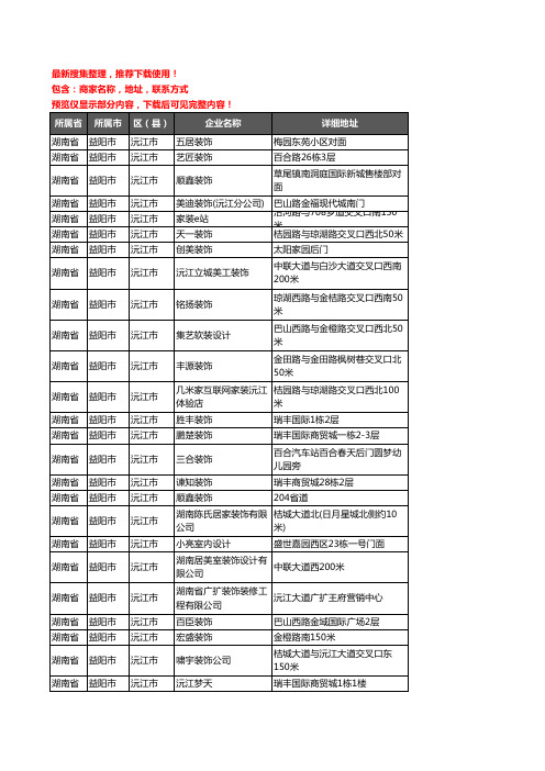 新版湖南省益阳市沅江市装修公司企业公司商家户名录单联系方式地址大全43家