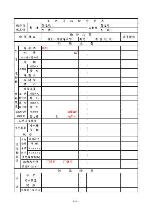 室内消防栓检查表