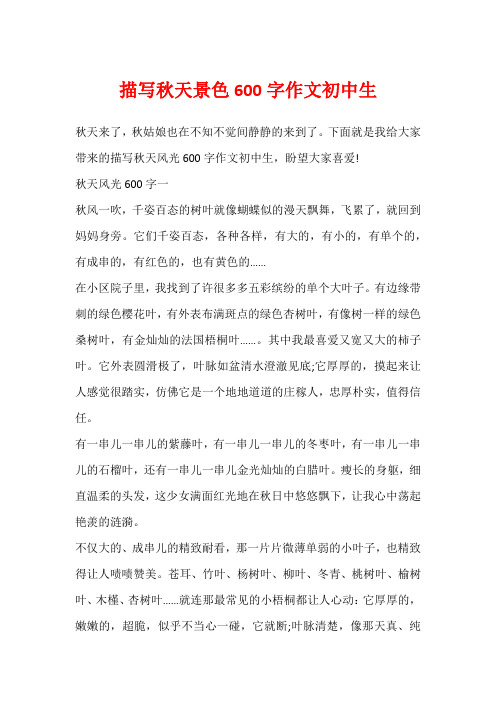 描写秋天景色600字作文初中生