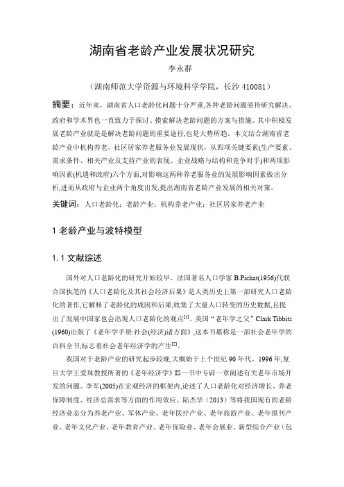湖南省老龄产业发展状况研究