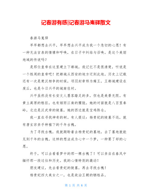 记春游有感-记春游马嵬驿散文