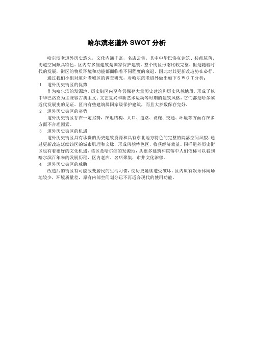 哈尔滨道外SWOT分析