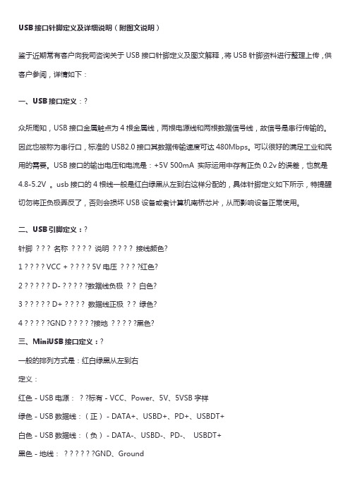USB接口针脚定义及详细说明附图文说明