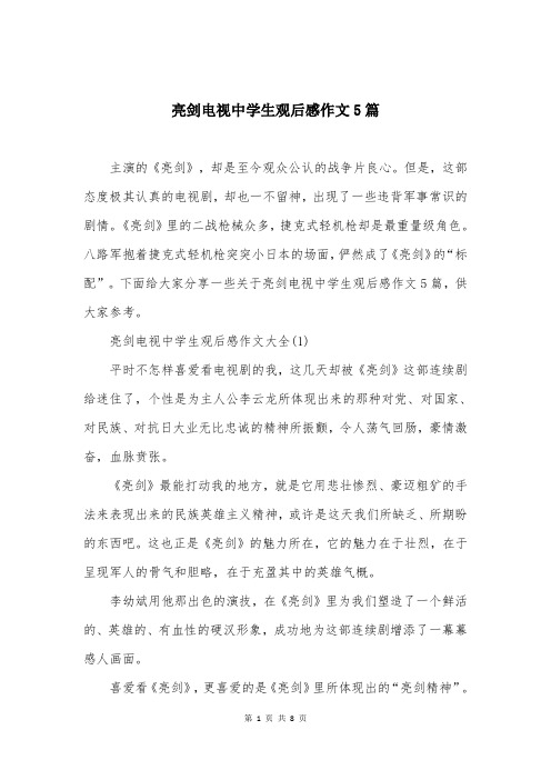 亮剑电视中学生观后感作文5篇